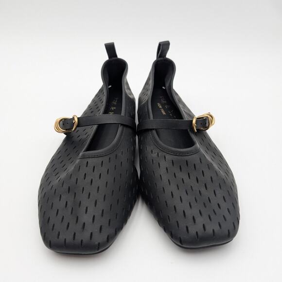 Rag & Bone Spire Perforated Mary Jane Flat Women's Black Leather Size US8.5 EU39 - Picture 2 of 13